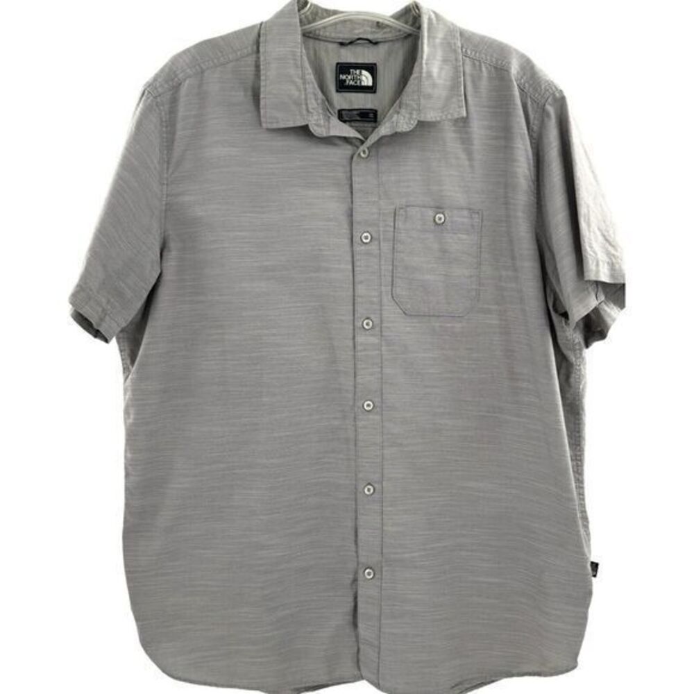 The North Face Baker Short Sleeve Button Up Shirt Gray Cotton Men's Size XXLarge